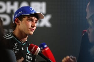 Kimi Antonelli racing for Mercedes in his rookie F1 season