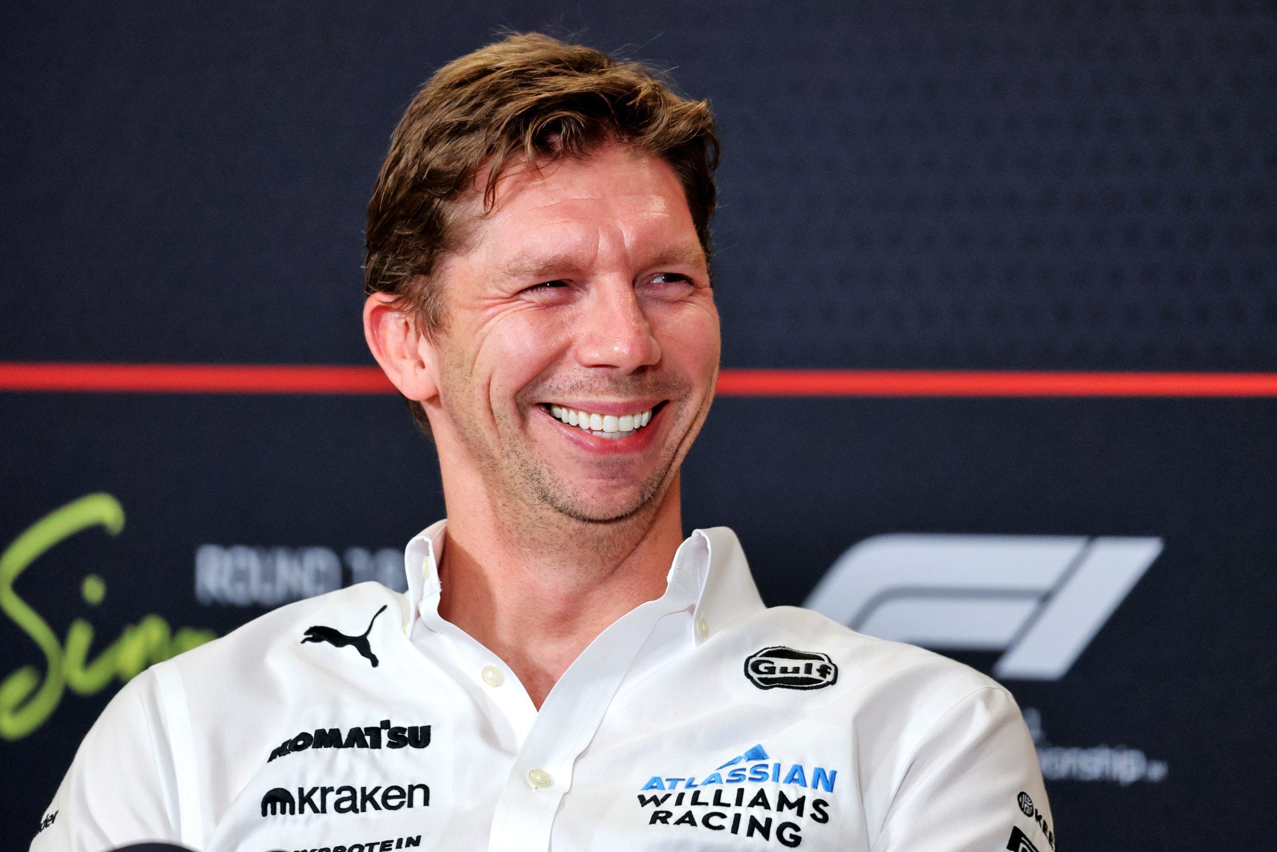 James Vowles celebrating Gulf 12 Hours victory in McLaren GT3 with Garage 59 team