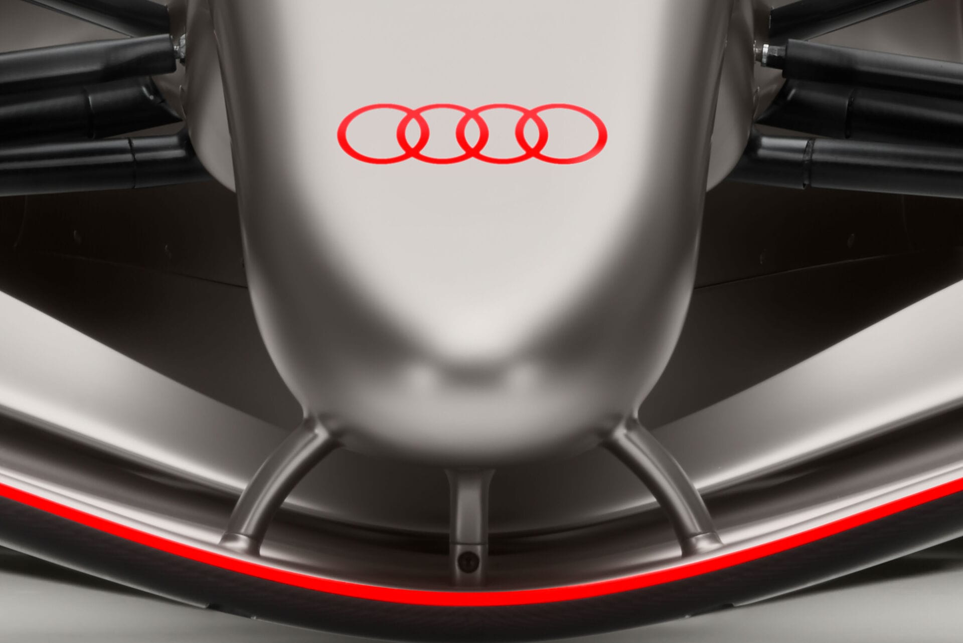 Audi R26 F1 car during Barcelona shakedown testing in 2026