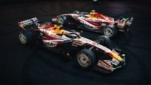Racing Bulls VCARB 03 with white red yellow special livery for Japanese Grand Prix Suzuka 2026